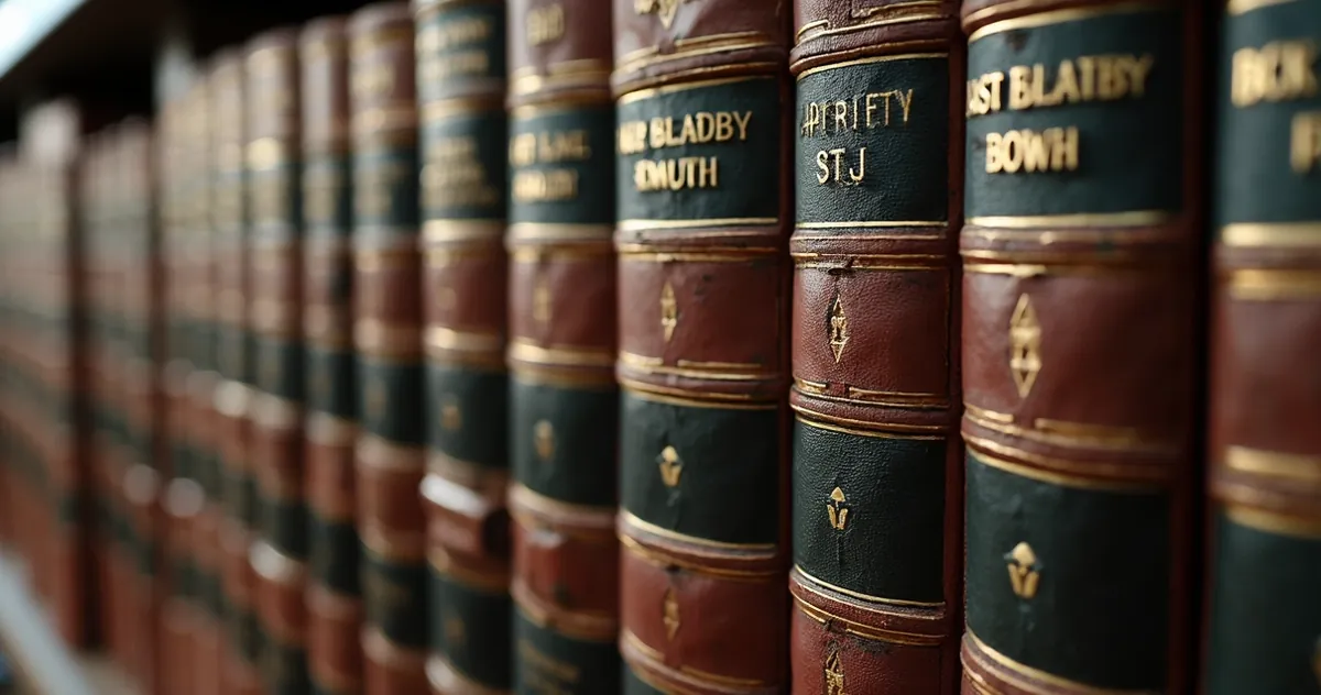 Estante com livros de direito usados em estudos sobre o STJ. 
