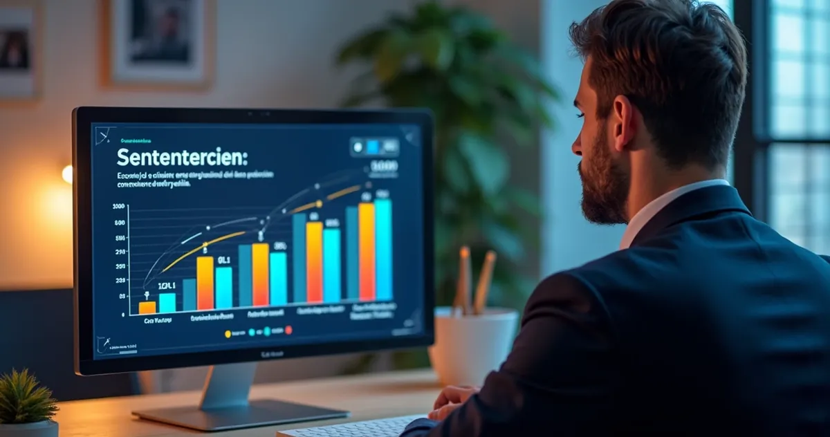 Gráfico digital de cálculo penal com advogado e interface de IA 