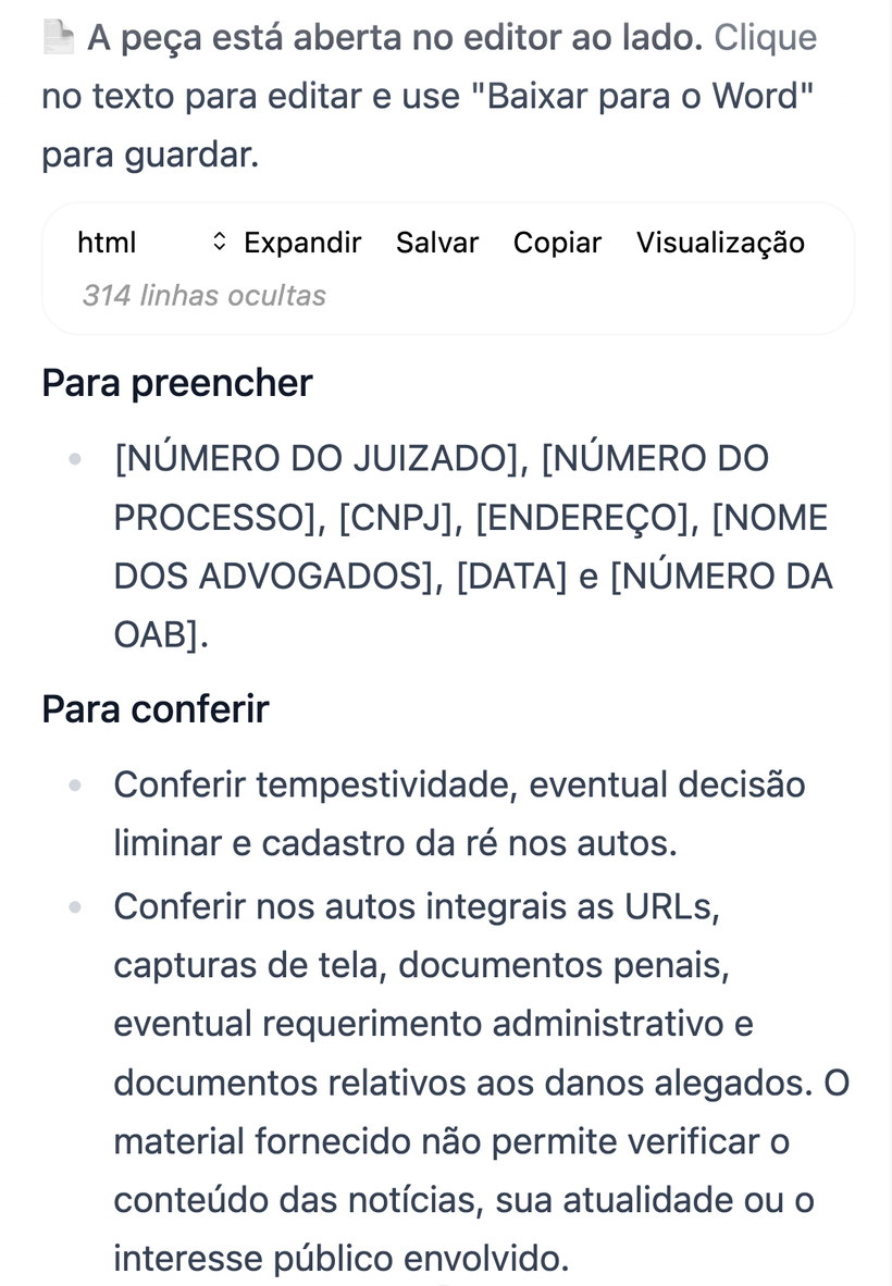 Blocos Para preencher e Para conferir no fim da resposta
